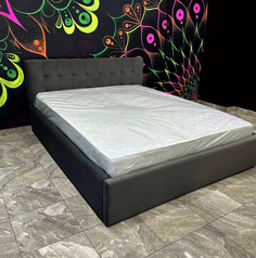 Кровать DivalDo Летти 140х200 с матрасом, подъемным механизмом и ящиком, темно-серая