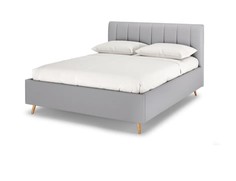 Кровать двуспальная Rooney с ПМ, 160х200, Рогожка Bjork Linen Светло-серый Armos