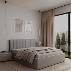 Кровать DivalDo Афина 180х200 с ортопедическим основанием, светло-серая