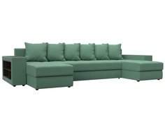 Диван Хит Диванов Дубай левый рогожка, еврокнижка, Амур зеленый