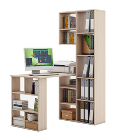 Стеллаж Феликс-2 + стол Феликс-5-Дуб-молочный МФ Владимир