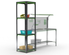 Стеллаж Metalex Kit Comfort 2000х400х500 4 полки, Серо-зеленый