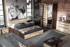 Кровать двуспальная Furniture Integration Берген 160х200 Дуб делано/Венге