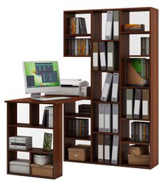 Стеллаж Феликс-1 + стол Феликс-5-Итальянский-орех МФ Владимир