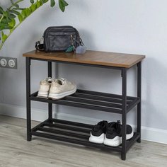 Полка для обуви Loft 69х33х56 см металл 3 секции таксония черная No Brand