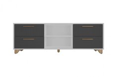 Тумба под ТВ 12 стульев Копенгаген с нишей, белый/серый графит, 150x40x50 см