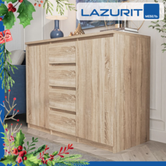 Комод тумба Lazurit Sven 4 ящика 2 двери 121х51х92 сонома Лазурит