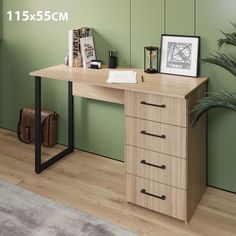 Стол письменный Лофт, 4 ящика, 115х55, шимо светлый No Brand