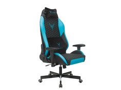 Игровое кресло Бюрократ KNIGHT NEON Черный, экокожа / Голубой, экокожа