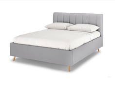 Кровать двуспальная Rooney с ПМ, 180х200, Рогожка Bjork Linen Светло-серый Armos