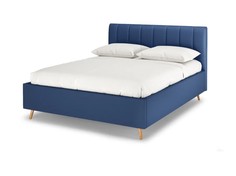 Кровать двуспальная Rooney с ПМ, 180х200, Рогожка Bjork denim Тёмно-синий Armos