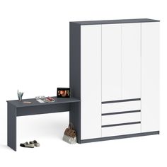 Стол письменный СВК Мори 1200 и шкаф-комод МШ1600 графит/белый, 281х50х210 см