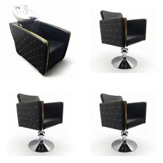 Парикмахерское кресло Мебель Бьюти Голдиум, Черный, диск, 3 кресла, 1 мойка
