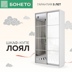 Шкаф-купе Бонето Лоял 2-х дверный Стекло белое/Зеркало 120х60х220 Белый