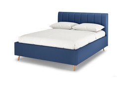 Кровать двуспальная Rooney с ПМ, 160х200, Рогожка Bjork denim Тёмно-синий Armos
