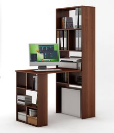 Стеллаж Феликс-4 + стол Феликс-5-Итальянский-орех МФ Владимир