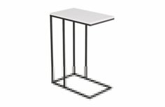 Столик приставной SuperDoma Лофт СПЛ-01 дуб белый/черный муар