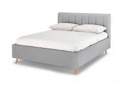 Кровать двуспальная Rooney, 160х200, Рогожка Bjork Linen Светло-серый Armos