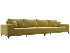 Диван прямой Хит Диванов Льюес Лонг микровельвет, желтый