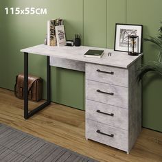 Стол письменный Лофт, 4 ящика, 115х55, цемент светлый No Brand