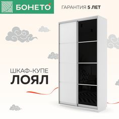 Шкаф-купе Бонето Лоял 2-х дверный ДСП/Стекло черное 120х60х220 Белый