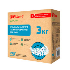 Соль для посудомоечных машин Filtero гранулированная, 3 кг + ECOLine, 3 таблетки
