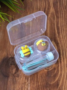 Контейнер для линз Duble bees-honey green No Brand