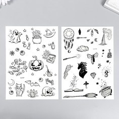 Татуировка на тело фосфорная "Хэллоуин" МИКС 21х15 см Tattoos