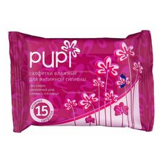 Салфетки влажные Pupi для интимной гигиены 15 шт