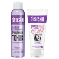 Набор средств Avon Clearskin Для проблемной кожи Розовая глиняная маска Очищающий тоник