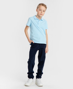 Футболка-поло из пике с отложным воротником голубая Button Blue (152)