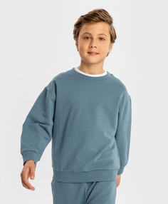 Толстовка базовая с длинным рукавом и принтом синяя детская Button Blue (116)