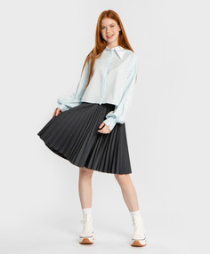 Блузка укороченная с белым воротником голубая Button Blue (170)