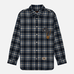 Мужская рубашка Evisu Heritage Daicock Print Badge Check, цвет синий, размер L