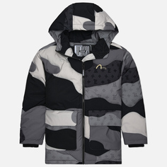 Мужской пуховик Evisu Evisukuro Quilted Camo Shell Print Monogram Down, цвет серый, размер M