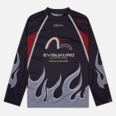 Мужской лонгслив Evisu Evisukuro Chrome Fire Racing Moto, цвет чёрный, размер S