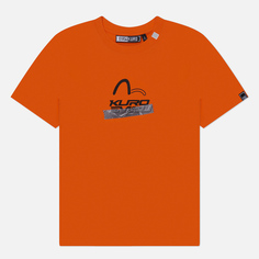 Мужская футболка Evisu Evisukuro Tape Type Logo, цвет оранжевый, размер XXL