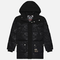 Мужской пуховик Evisu Heritage Heat Seal All Over Print Down With Logo Applique, цвет чёрный, размер L