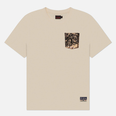 Мужская футболка Evisu Heritage Brocade Pocket Seagull Embroidery, цвет бежевый, размер M