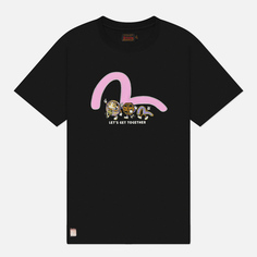 Женская футболка Evisu Seagull Printed Embroidery With Daruma Kamon Printed, цвет чёрный, размер XS