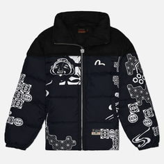 Мужской пуховик Evisu Heritage Logos Embroidery All Over Print Down, цвет синий, размер S