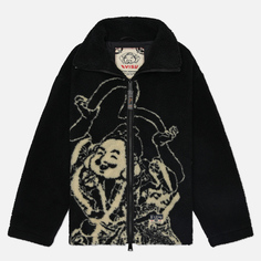 Мужская флисовая куртка Evisu Heritage God Head Jacquard Sherpa, цвет чёрный, размер XXL