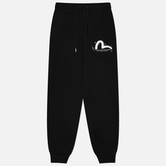 Женские брюки Evisu Logo Print And Seagull Embroidery Regular Fit, цвет чёрный, размер XS