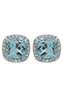 Серьги-пусеты с голубым топазом Secrets jewelry