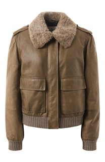 Кожаный бомбер Brunello Cucinelli
