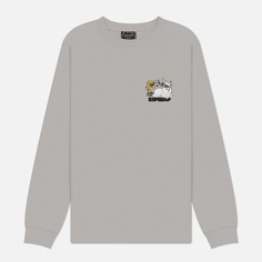 Мужской лонгслив RIPNDIP No Music No Life, цвет серый, размер S
