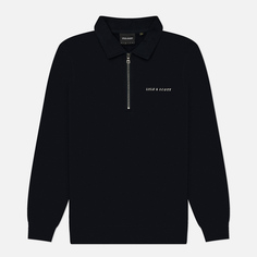 Мужская толстовка Lyle & Scott Embroidered Collared Quarter Zip, цвет синий, размер M