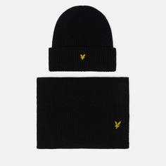Подарочный набор Lyle & Scott Lambswool Ribbed Scarf & Beanie, цвет чёрный