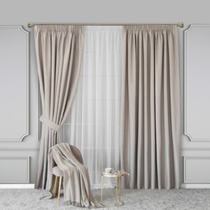 Шторы Togas Флио коричневые 260x300 см -2, подхваты-2, 4 пр.