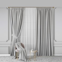 Шторы Togas Флио серые 260x300 см -2, подхваты-2, 4 пр.